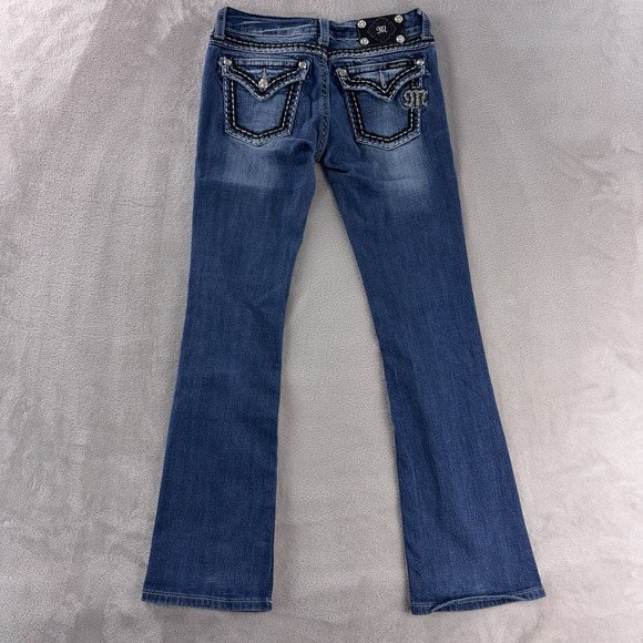 Miss Me Womens Bootcut Rhinestone Jeans Size 28x31 Blue Denim JE5439BX Y2K - Picture 2 of 7